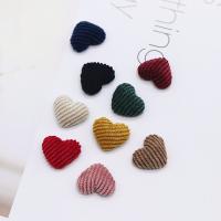 Tibetan Style Jewelry Cabochons, Corduroy, with Tibetan Style, Heart, more colors for choice, 15x18mm, 100PCs/Lot, Sold By Lot