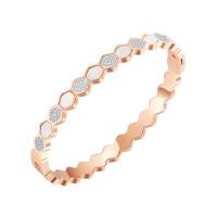 Stainless Steel Bangle, with Acrylic, plated, micro pave cubic zirconia & for woman, more colors for choice, 165x6mm, Sold By PC