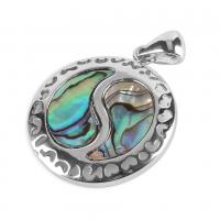 Natural Abalone Shell Pendants Zinc Alloy with Abalone Shell platinum color plated ying yang & for woman nickel lead & cadmium free Sold By PC