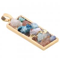 Gemstone Pendants Jewelry Zinc Alloy with Gemstone Square gold color plated Unisex nickel lead & cadmium free Sold By PC