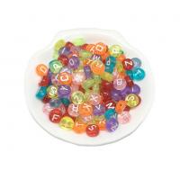 Alphabet Acrylic Beads, Round, DIY & with letter pattern & enamel, multi-colored, 4x7mm, Approx 3600PCs/G, Sold By G