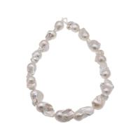 Perles nacres baroques de culture d'eau douce , perle d'eau douce cultivée, DIY, blanc, 14-16mm, 17PC/brin, Vendu par 39 cm brin
