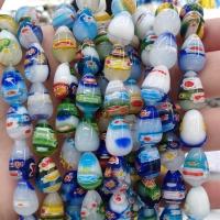 Perles de Murano Millefiori Slice  , Millefiori Lampwork, larme, DIY, couleurs mélangées, 10x14mm, Vendu par 38 cm brin