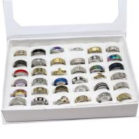 Stainless Steel Finger Ring, Unisex, mixed colors, 12mm, 36PCs/Box, Sold By Box