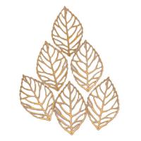 Brass Jewelry Pendants Leaf plated hollow golden Sold By Bag