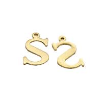Brass Jewelry Pendants, Alphabet Letter, golden, 15x7.50x0.60mm, 100PCs/Bag, Sold By Bag