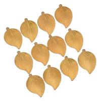 Colgantes de la joyería de cobre amarillo, metal, Hoja, chapado, dorado, 22.50x15x0.25mm, 100PCs/Bolsa, Vendido por Bolsa