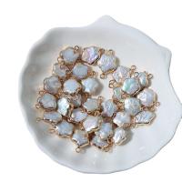perla d'acquadolce coltivata naturalmente connettore, with ottone, Fiore della prugna, colori misti, 12x20mm, Venduto da PC