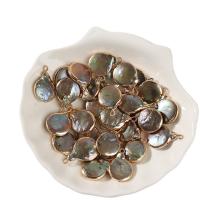 Freshwater Pearl Pendants with Brass Round mixed colors 14mm Sold By PC