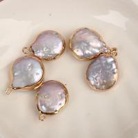 Freshwater Pearl Pendants, with Brass, Teardrop, mixed colors, 15mm, Sold By PC