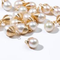Freshwater Pearl Pendants, with Brass, Teardrop, mixed colors, 9-10mmx15mm, Sold By PC