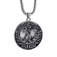 Stainless Steel Jewelry Necklace, 304 Stainless Steel, Round, fashion jewelry & tree of life design & for man, original color, 43x38x3mm, Length:23.62 Inch, Sold By PC