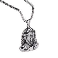 Stainless Steel Jewelry Necklace, 304 Stainless Steel, Face, fashion jewelry & for man, original color, 44x32mm, Length:23.62 Inch, Sold By PC