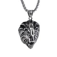 Stainless Steel Jewelry Necklace, 304 Stainless Steel, Lion, fashion jewelry & for man, original color, 42x27x16mm, Length:23.62 Inch, Sold By PC