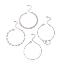 Bracelet en alliage de zinc, Bracelet, 4 pièces & bijoux de mode, protéger l'environnement, sans nickel, plomb et cadmium, Vendu par fixé