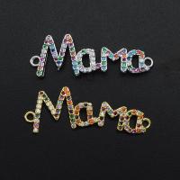 Cubic Zirconia Micro Pave Brass Connector Alphabet Letter plated DIY & micro pave cubic zirconia Sold By PC