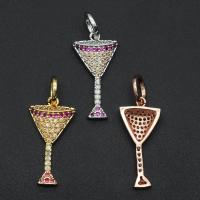 Cubic Zirconia Micro Pave Brass Pendant, Cup, plated, DIY & micro pave cubic zirconia, more colors for choice, 27.80x12mm, Sold By PC