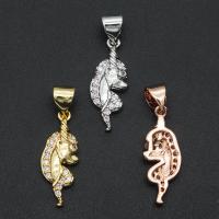 Cubic Zirconia Micro Pave Brass Pendant, Seahorse, plated, DIY & micro pave cubic zirconia, more colors for choice, 23x7.10mm, Sold By PC