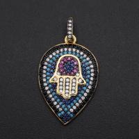 Cubic Zirconia Micro Pave Brass Pendant, Hand, plated, DIY & micro pave cubic zirconia, mixed colors, 35x19.40mm, Sold By PC