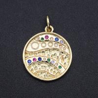 Cubic Zirconia Micro Pave Brass Pendant, Round, plated, DIY & micro pave cubic zirconia, mixed colors, 20.80x15mm, Sold By PC