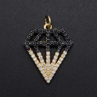 Cubic Zirconia Micro Pave Brass Pendant Diamond Shape plated DIY & micro pave cubic zirconia mixed colors Sold By PC