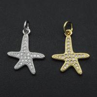 Cubic Zirconia Micro Pave Brass Pendant, Starfish, plated, DIY & micro pave cubic zirconia, more colors for choice, 18.90x13.70mm, Sold By PC