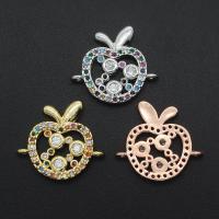 Cubic Zirconia Micro Pave Brass Connector Apple plated DIY & micro pave cubic zirconia Sold By PC