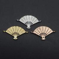 Cubic Zirconia Micro Pave Brass Connector Fan plated DIY & micro pave cubic zirconia Sold By PC