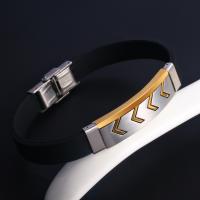 acier inoxydable bracelet, avec caoutchouc, unisexe, plus de couleurs à choisir, 220x10mm, Vendu par PC