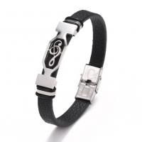 PU Leather Cord Bracelets Stainless Steel with PU Leather plated Unisex Sold By PC