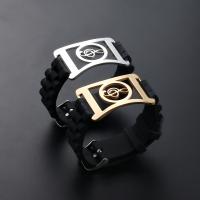 PU Leather Cord Bracelets Stainless Steel with PU Leather Music Note plated Unisex Length 24 cm Sold By PC