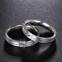 Rhinestone-Edelstahl -Finger-Ring, Edelstahl, unisex & mit Strass, keine, 6mm, verkauft von PC