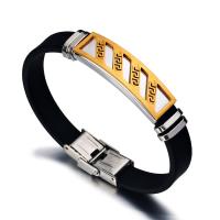 acier inoxydable bracelet, avec caoutchouc, unisexe, plus de couleurs à choisir, 200x10mm, Vendu par PC