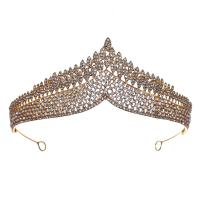 Bridal Tiaras, Tibetan Style, Crown, plated, for woman & with rhinestone, more colors for choice, 145x55mm, Sold By PC