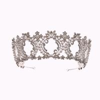 Bridal Tiaras Zinc Alloy with Plastic Pearl Crown plated for woman & with rhinestone white Sold By PC