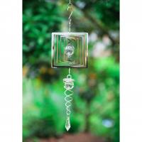 Wind Chimes Outdoor and Home Decoration , Stainless Steel, with Crystal, Geometrical Pattern, rotatable & different styles for choice & faceted & hollow, 150x150x380mm, Sold By PC