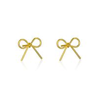 925 Sterling Silver Stud Earrings Bowknot plated & for woman & hollow Sold By Pair