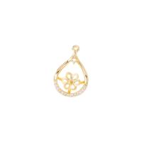Brass Pendant Component, Teardrop, gold color plated, DIY & micro pave cubic zirconia & hollow, nickel, lead & cadmium free, 12.50x20.50mm, Sold By PC