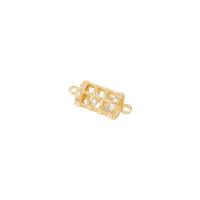 Cubic Zirconia Micro Pave Brass Connector, Column, gold color plated, DIY & micro pave cubic zirconia & hollow, nickel, lead & cadmium free, 6.50x11mm, Sold By PC