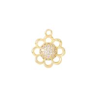 Cubic Zirconia Micro Pave Brass Pendant, Chrysamthemum, gold color plated, DIY & micro pave cubic zirconia & hollow, nickel, lead & cadmium free, 11.50x11.50mm, Sold By PC