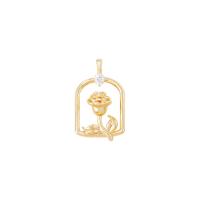 Cubic Zirconia Micro Pave Brass Pendant, Rose, gold color plated, DIY & micro pave cubic zirconia & hollow, nickel, lead & cadmium free, 14x23mm, Sold By PC