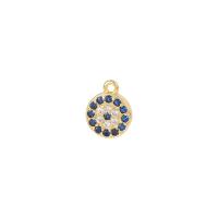 Cubic Zirconia Micro Pave Brass Pendant, Flat Round, gold color plated, DIY & micro pave cubic zirconia, nickel, lead & cadmium free, 8x8mm, Sold By PC