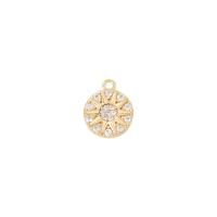 Cubic Zirconia Micro Pave Brass Pendant, Flat Round, gold color plated, DIY & micro pave cubic zirconia, nickel, lead & cadmium free, 10x10mm, Sold By PC