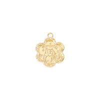 Brass Jewelry Pendants, Flower, gold color plated, cartoon pattern & DIY, nickel, lead & cadmium free, 14x14mm, Sold By PC