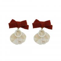Velveteen Drop Earring with Acetate & Plastic Pearl & Zinc Alloy & for woman red Sold By Lot