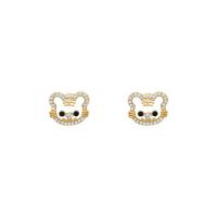Zinc Alloy Stud Earring Cartoon gold color plated for woman & with rhinestone & hollow Sold By Lot