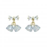 Crystal Earrings Zinc Alloy with Crystal Bowknot micro pave cubic zirconia & for woman white Sold By Lot