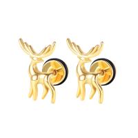 Stainless Steel Stud Earrings Deer plated fashion jewelry & Unisex Sold By Pair