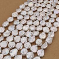 Knap ferskvandskulturperle Beads, Ferskvandsperle, Button, du kan DIY, hvid, 13-18mm, Solgt Per 36-38 cm Strand