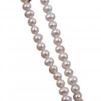 Patate coltivate in acqua dolce Perla, perla d'acquadolce coltivata naturalmente, Ovale, DIY, bianco, 4-5mm, Venduto per 38 cm filo